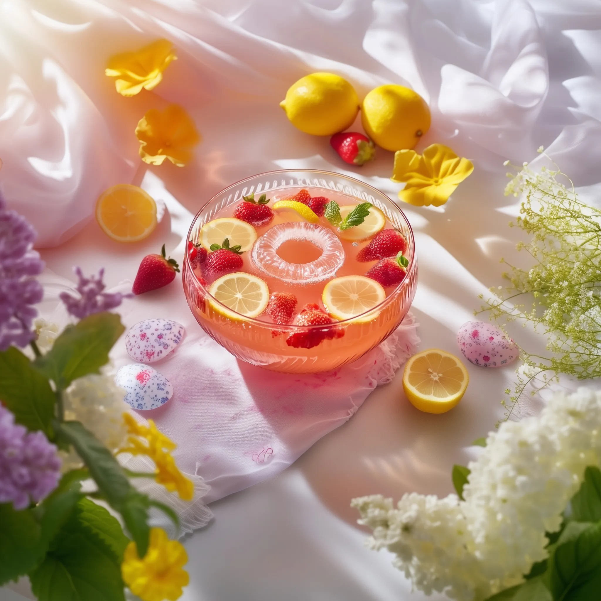 A bowl of fruit on a table.