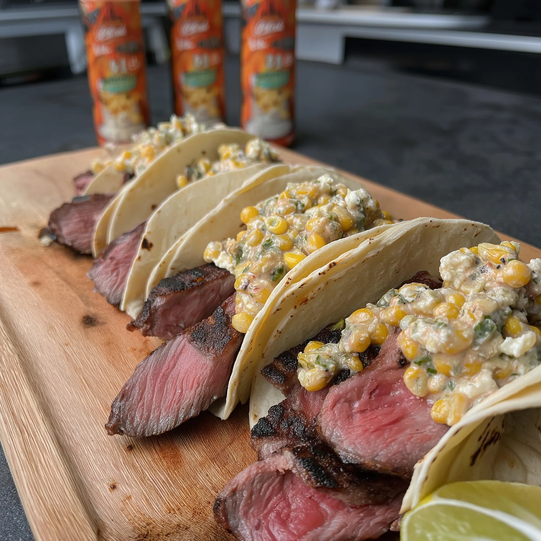 Grilled Elote Steak Tacos.