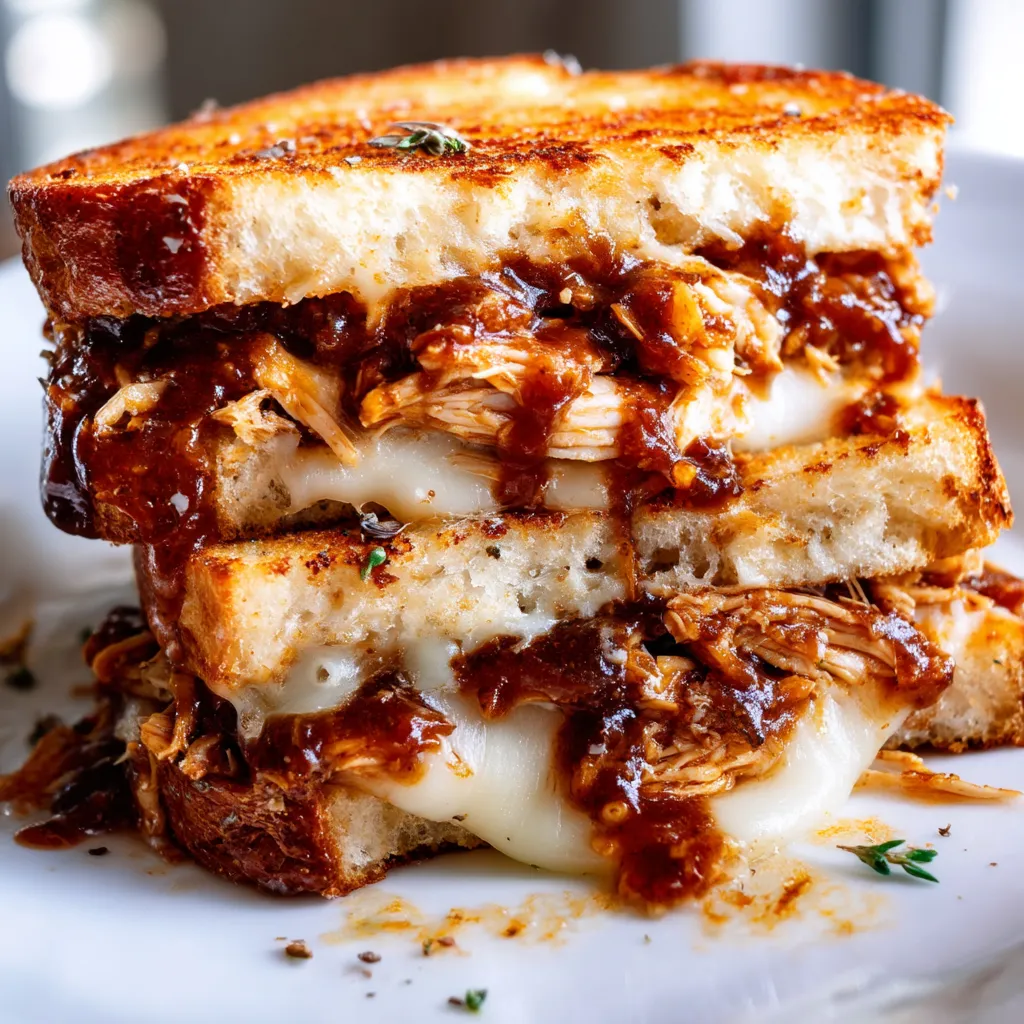 A BBQ chicken grilled cheese sandwich.