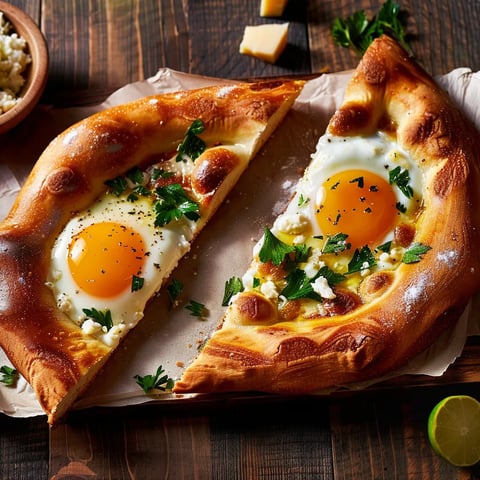 A slice of pizza with eggs and cheese.